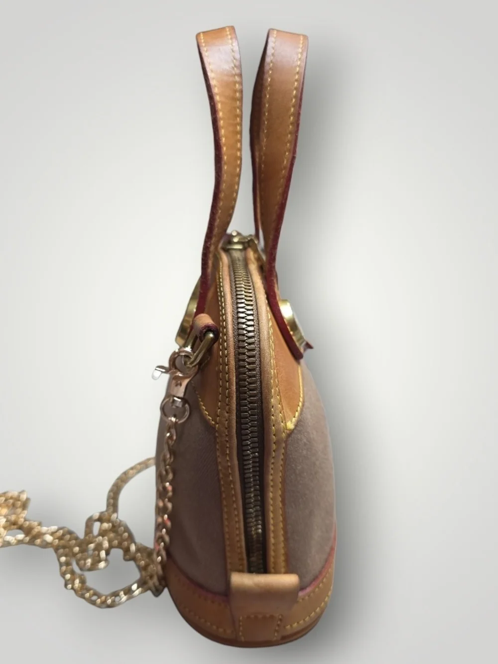 Dooney & Bourke VTG Khaki Canvas and Tan Leather Mini Satchel with Wallet Set